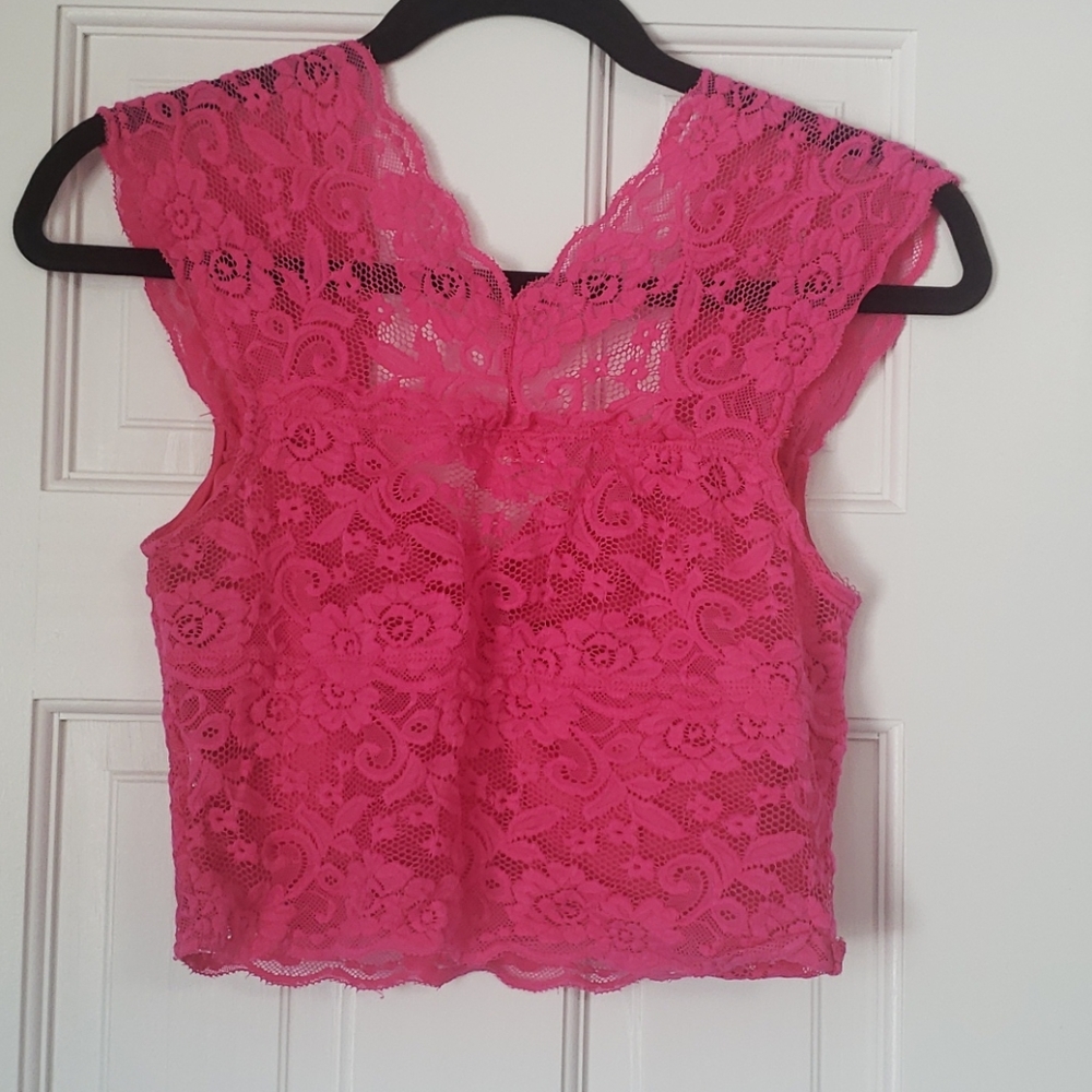 Pink Lace Crop Top - Picture 2 of 3